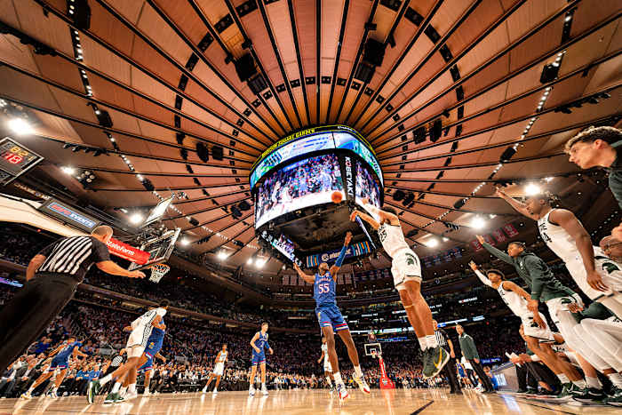 Michigan State faces Kansas at Madison Square Garden.